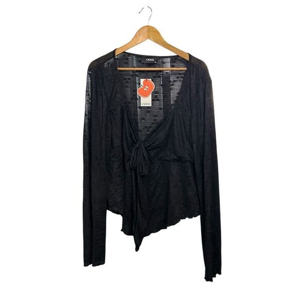 Cider NWT Black Lace Floral Goth Long Sleeve Crop Mesh Sheer Top Womens 4XL - Picture 1 of 13